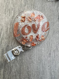 Love badge reel, Valentines Day Badge, Peds badge, Teacher Badge, Teacher Gift, Picu badge, Er Nurse Badge, Name Badge Holder, Student ID