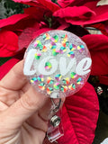 Love badge reel, Valentines Day Badge, Peds badge, Teacher Badge, Teacher Gift, Picu badge, Er Nurse Badge, Name Badge Holder, Student ID
