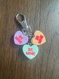 Valentines badge reel charm, Valentine keychain, Sweetheart candy charm, Be Mine badge charm