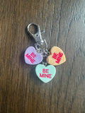 Valentines badge reel charm, Valentine keychain, Sweetheart candy charm, Be Mine badge charm