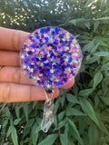 glitter badge reel, purple badge, bling badge, fun badge, work badge, nurse badge, Purple Badge, Teacher