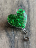St. Patrick's Day Badge Reel, Clover badge reel, heart badge, lucky clover badge, Irish badge, lucky charm badge, shamrock badge, green