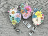 Pressed Flowers Anatomical heart badge, Anatomy ID Holder, RN Badge, Cardiology Nurse, CICU badge, Science, Acs Badge, Cct badge, Crat Badge