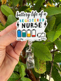 Battery life of a registered nurse, funny badge reel, Nurse Badge, Student Nurse, ID badge, Name Badge, Office ID holder, RN badge