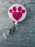 Puppy Paw Badge, Kitty Badge Reel, Love Badge Reel, Doggy paws Badge, ID holder, Retractable Animal Lover Badge, Animal Badge Reel, DVM