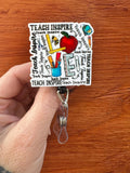 Teacher Badge Reel, Teacher badge, Student Teacher, Teacher appreciation gift, Professor Badge, School ID Badge, Teach Inspire
