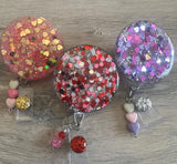 Glitter Badge Reel, Holiday Badge Reel, Valentine’s Day Badge, Anniversary Gift, Teacher Badge, purple badge, Mother’s Day gift, new nurse