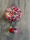 Glitter Badge Reel, Holiday Badge Reel, Valentine’s Day Badge, Anniversary Gift, Teacher Badge, purple badge, Mother’s Day gift, new nurse