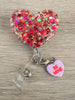 Glitter heart badge reel, sweetheart badge, be mine badge, Valentine's badge, heart badge, candy badge, fun badge, peds badge, be mine badge