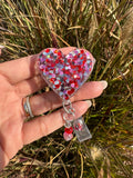 Red pink heart badge reel, sweetheart badge, be mine badge, Valentine's badge, heart badge, candy badge, fun badge, teacher badge