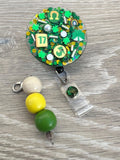 St Patrick's Day Badge Reel, Clover badge reel, heart badge, lucky clover badge, Irish badge, lucky charm badge, shamrock badge