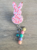 Easter bunny badge reel, peep Bunny badge reel, character badge, Easter badge Reel, Holiday Badge, Nurse gift, Worker Badge, Teacher badge