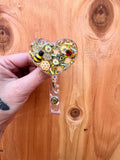 Honeybee badge reel, glitter badge, resin badge, honeycomb badge, Teacher badge reel, bee badge, student ID badge, Honeycomb Badge, RN Badge