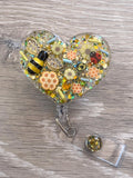 Honeybee badge reel, glitter badge, resin badge, honeycomb badge, Teacher badge reel, bee badge, student ID badge, Honeycomb Badge, RN Badge