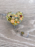 Honeybee badge reel, glitter badge, resin badge, honeycomb badge, Teacher badge reel, bee badge, student ID badge, Honeycomb Badge, RN Badge
