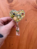 Honeybee badge reel, glitter badge, resin badge, honeycomb badge, Teacher badge reel, bee badge, student ID badge, Honeycomb Badge, RN Badge