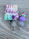 Let the beat drop badge, Heart Retractable Badge Reel, Anatomy ID Holder, RN, cicu, Cardiology Nurse, Cardiac Badge Reel, cardiologist